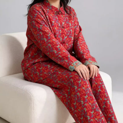 Plus Size Eastern-Inspired Butterfly Cotton Pajama Set