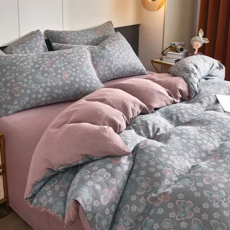 Butterfly & Floral Cotton Double Gauze Bedding