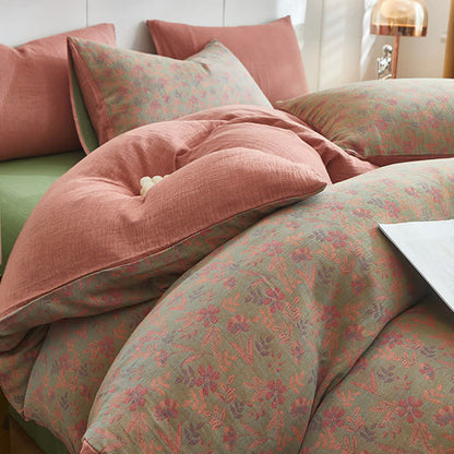 Cottage Floral & Leaf Cotton Double Gauze Bedding