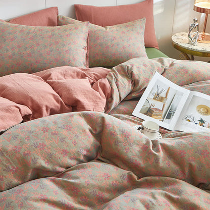 Cottage Floral & Leaf Cotton Double Gauze Bedding