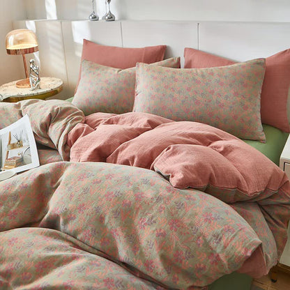 Cottage Floral & Leaf Cotton Double Gauze Bedding
