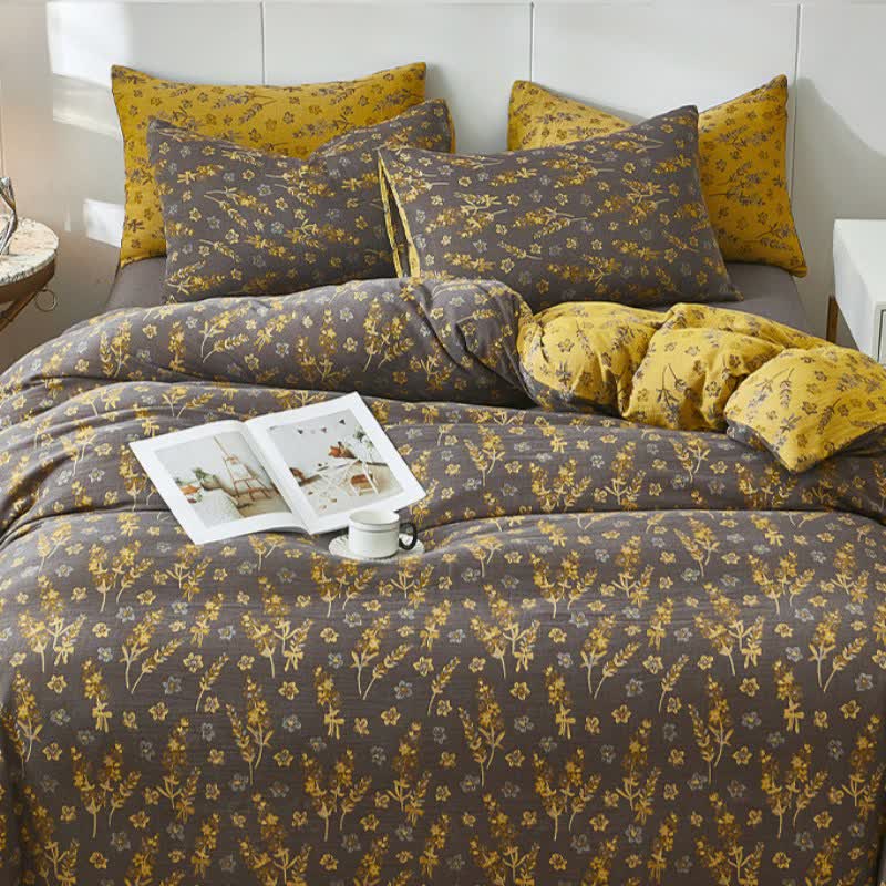 Lavender & Floral Cotton Double Gauze Bedding