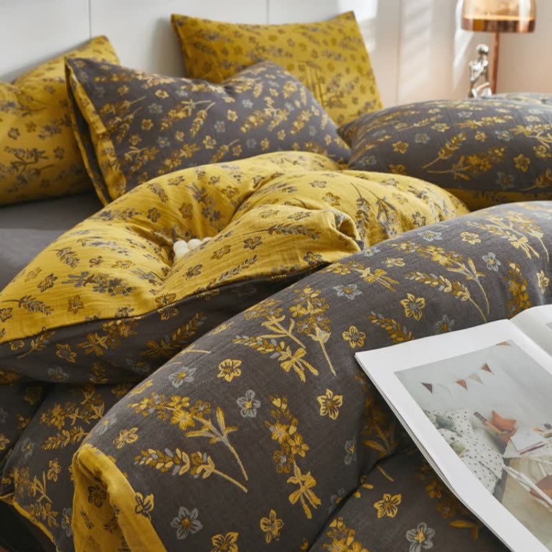 Lavender & Floral Cotton Double Gauze Bedding