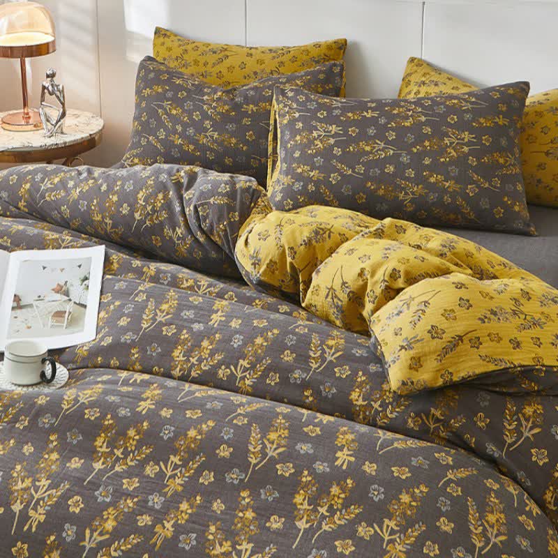 Lavender & Floral Cotton Double Gauze Bedding