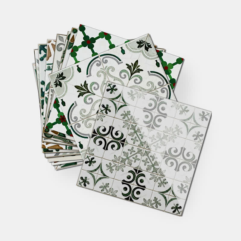 Green & White Peel and Stick Wall Sticker (24PCS)