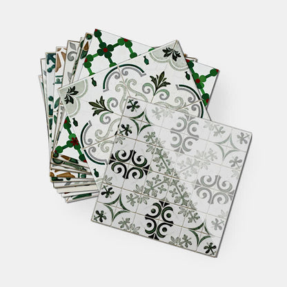 Green & White Peel and Stick Wall Sticker (24PCS)