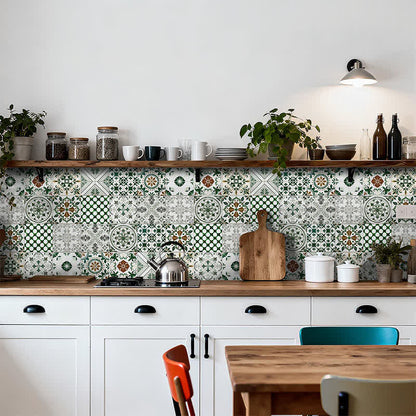 Green & White Peel and Stick Wall Sticker (24PCS)