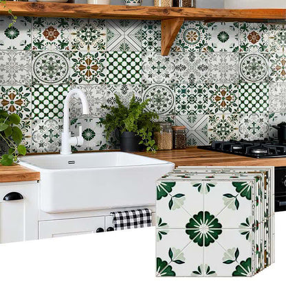 Green & White Peel and Stick Wall Sticker (24PCS)