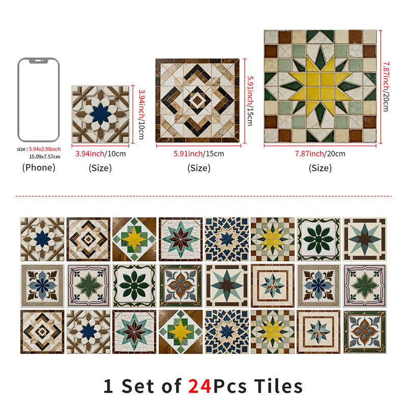 Vintage Peel and Stick Wall Sticker (24PCS)