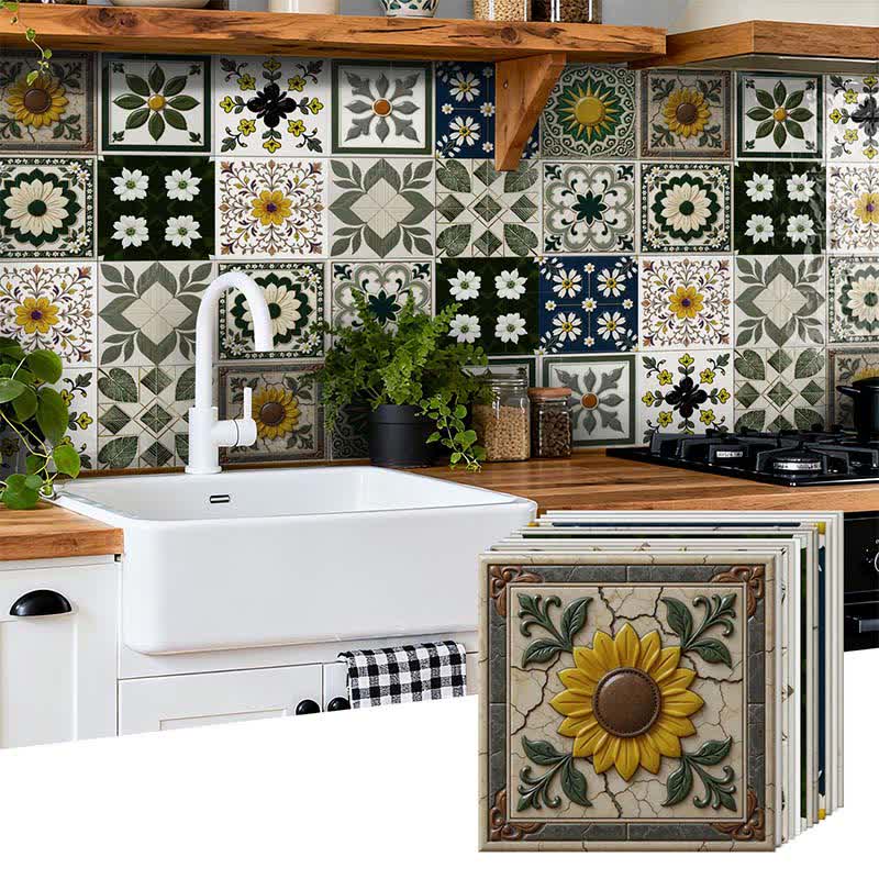 Sun & Floral Peel and Stick Wall Sticker (24PCS)