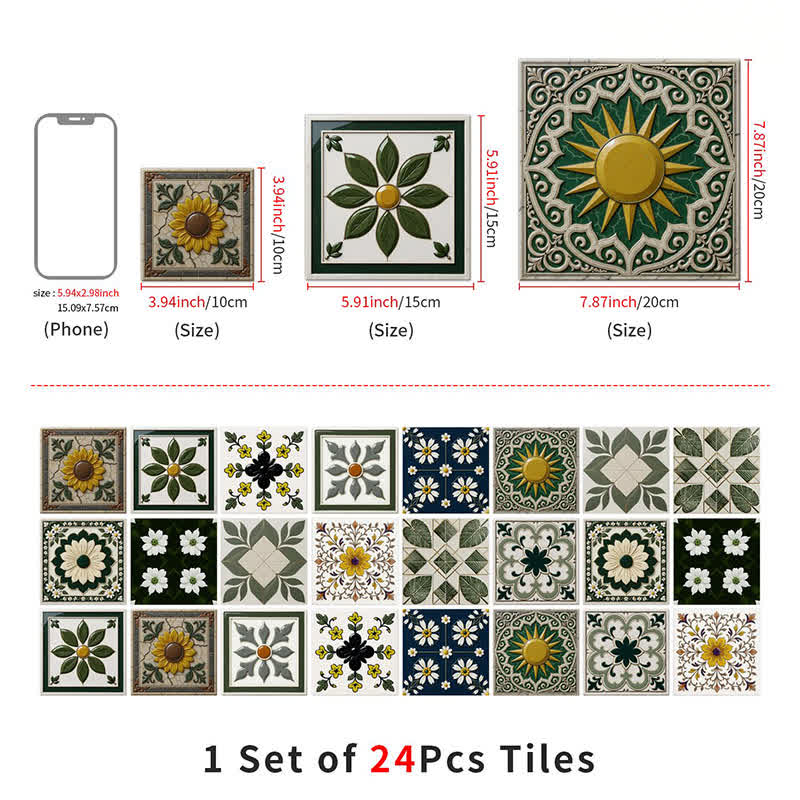 Sun & Floral Peel and Stick Wall Sticker (24PCS)