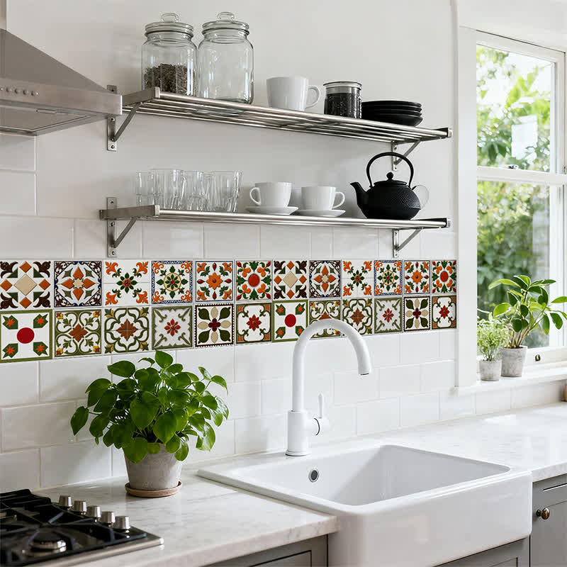 Orange & Green Peel and Stick Wall Sticker (24PCS)