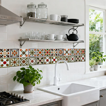 Orange & Green Peel and Stick Wall Sticker (24PCS)