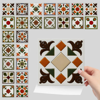 Orange & Green Peel and Stick Wall Sticker (24PCS)