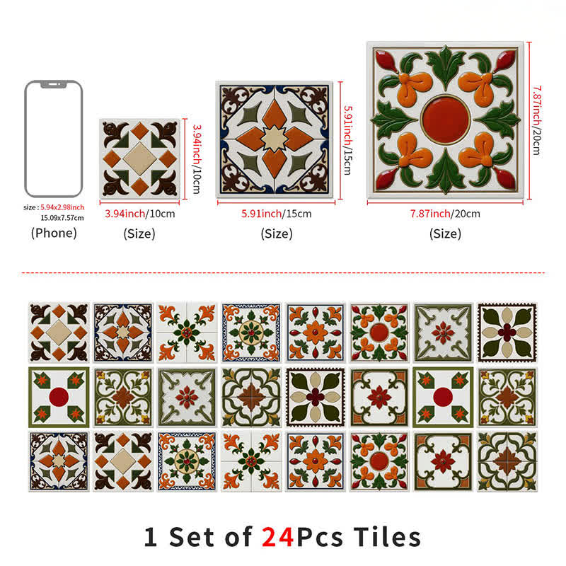 Orange & Green Peel and Stick Wall Sticker (24PCS)