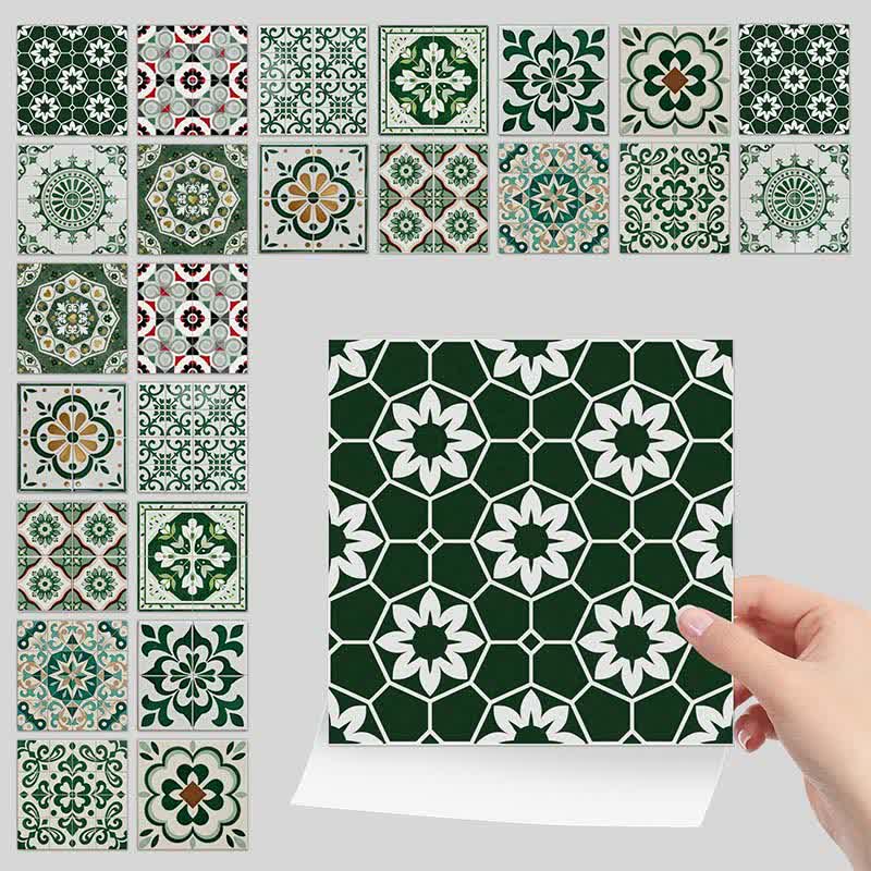 Boho Green Peel and Stick Wall Sticker (24PCS)