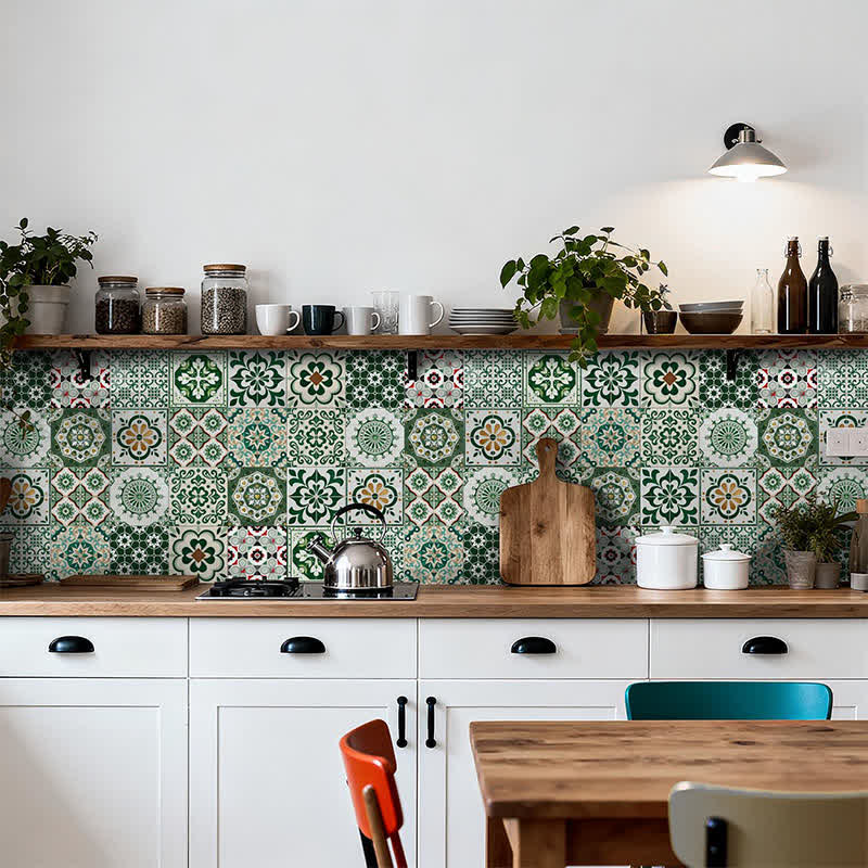 Boho Green Peel and Stick Wall Sticker (24PCS)