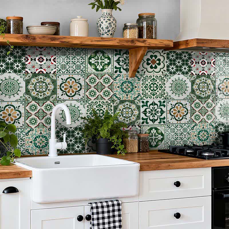 Boho Green Peel and Stick Wall Sticker (24PCS)