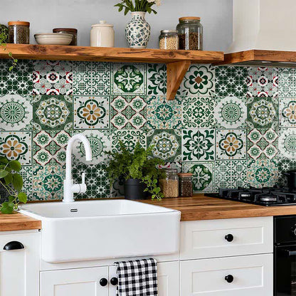 Boho Green Peel and Stick Wall Sticker (24PCS)