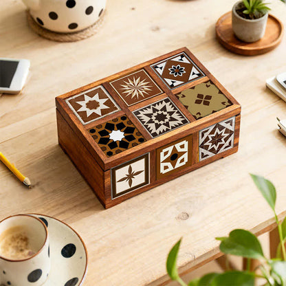 Brown Geometric Peel and Stick Wall Sticker (24PCS)