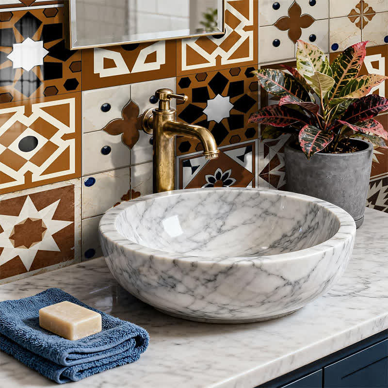 Brown Geometric Peel and Stick Wall Sticker (24PCS)