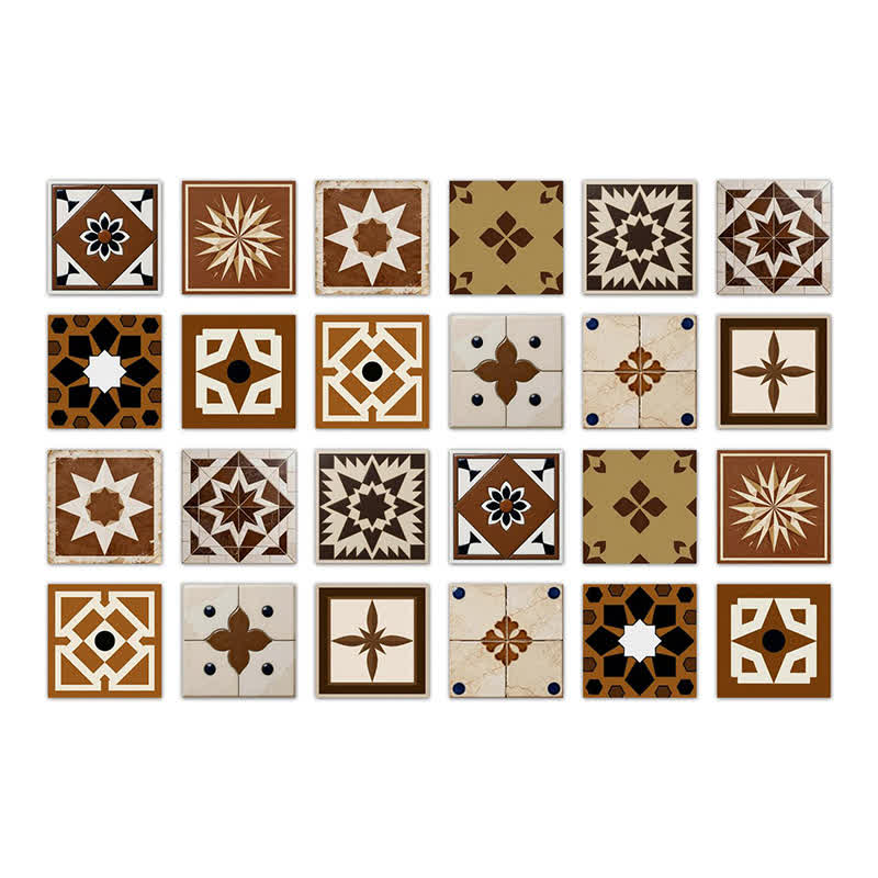Brown Geometric Peel and Stick Wall Sticker (24PCS)