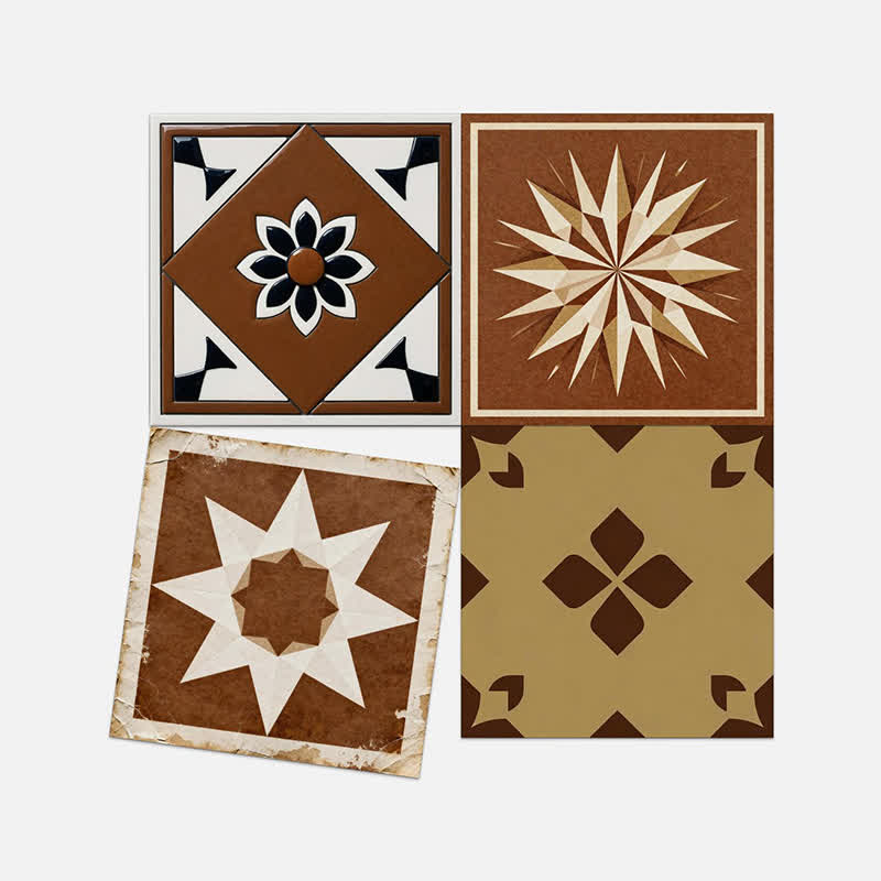 Brown Geometric Peel and Stick Wall Sticker (24PCS)