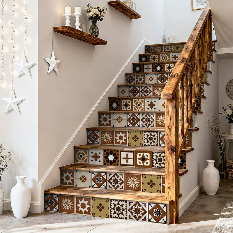 Brown Geometric Peel and Stick Wall Sticker (24PCS)