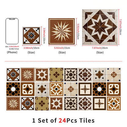 Brown Geometric Peel and Stick Wall Sticker (24PCS)