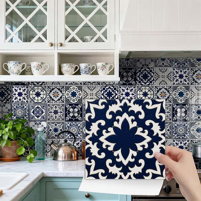 Retro Blue Peel and Stick Wall Sticker (24PCS)