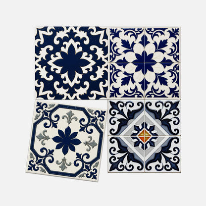 Retro Blue Peel and Stick Wall Sticker (24PCS)