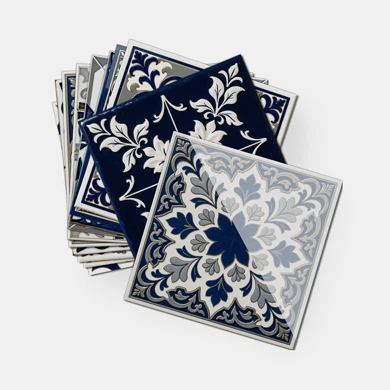 Retro Blue Peel and Stick Wall Sticker (24PCS)