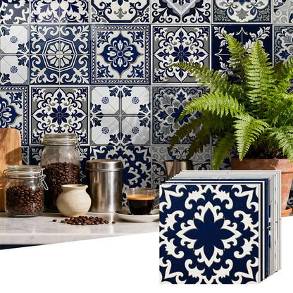 Retro Blue Peel and Stick Wall Sticker (24PCS)