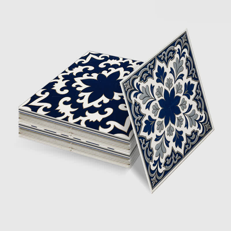 Retro Blue Peel and Stick Wall Sticker (24PCS)