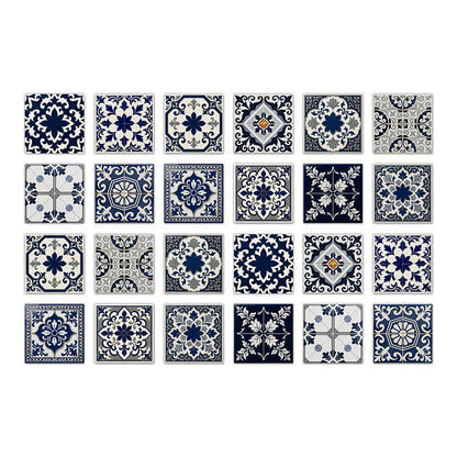 Retro Blue Peel and Stick Wall Sticker (24PCS)