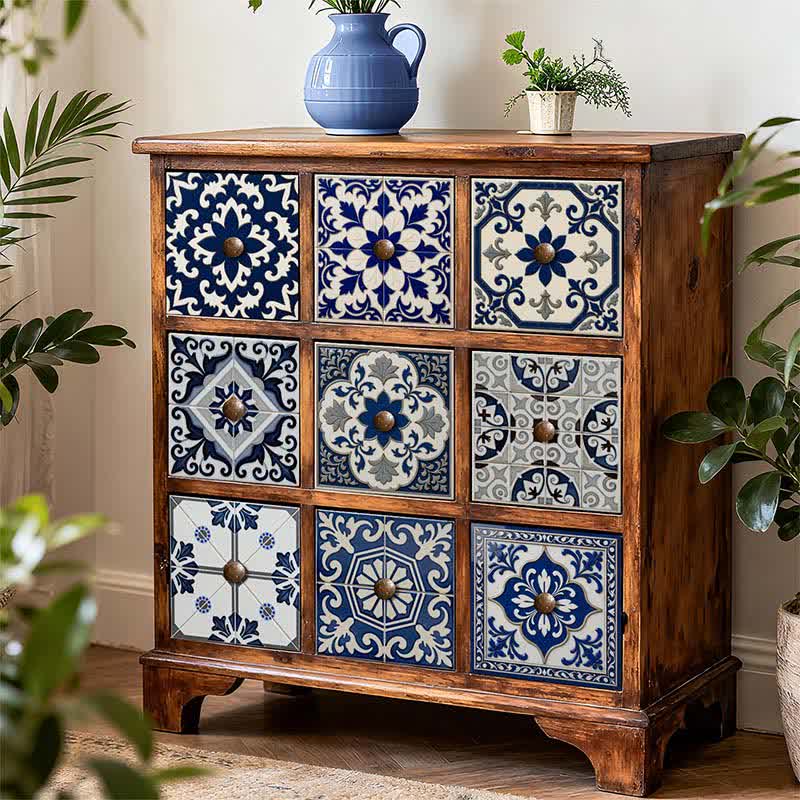 Retro Blue Peel and Stick Wall Sticker (24PCS)