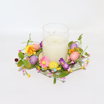 Easter Egg Faux Flower Wreath Candle Ring