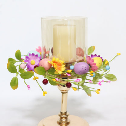 Easter Egg Faux Flower Wreath Candle Ring