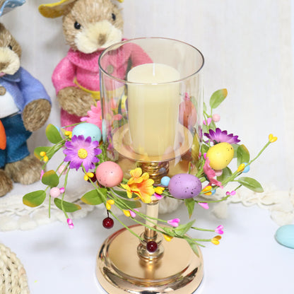 Easter Egg Faux Flower Wreath Candle Ring