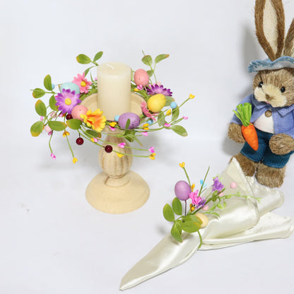 Easter Egg Faux Flower Wreath Candle Ring