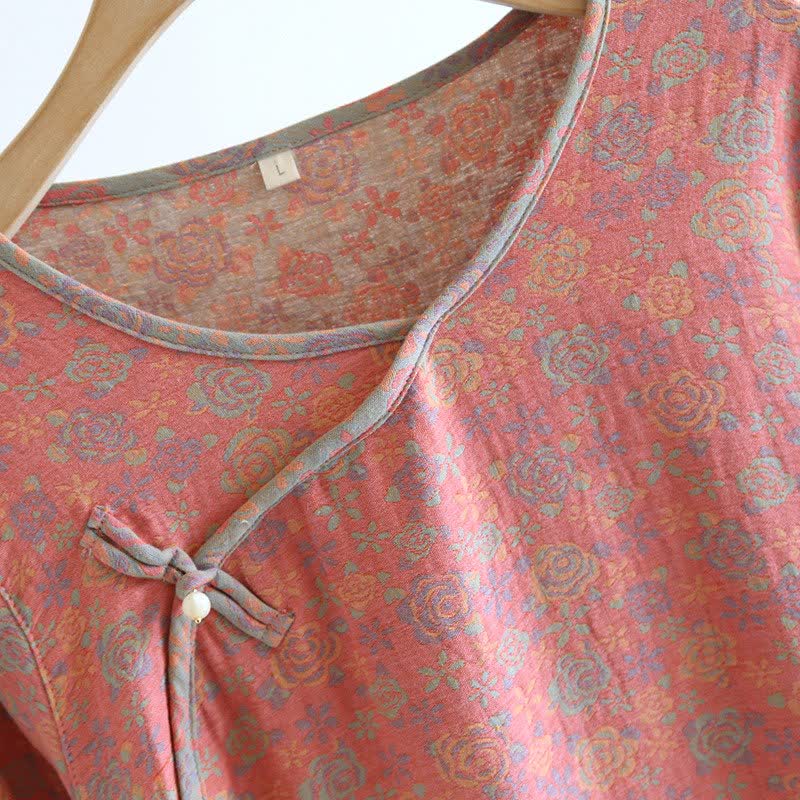 Double Gauze Cotton Rose Floral Nightgown