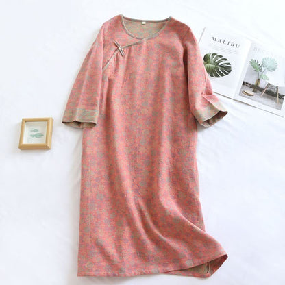 Double Gauze Cotton Rose Floral Nightgown