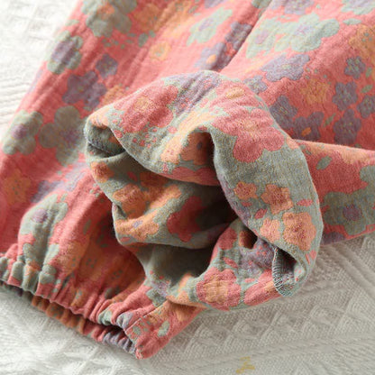Floral Cotton Gauze Jogger Pajama Pants