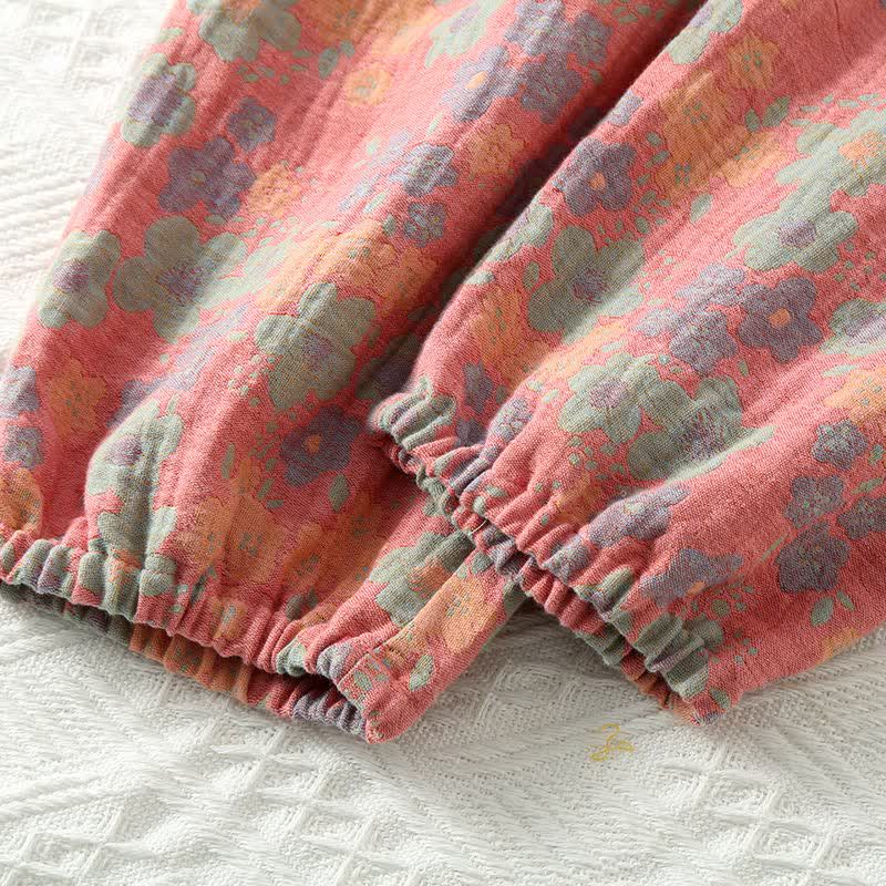 Floral Cotton Gauze Jogger Pajama Pants