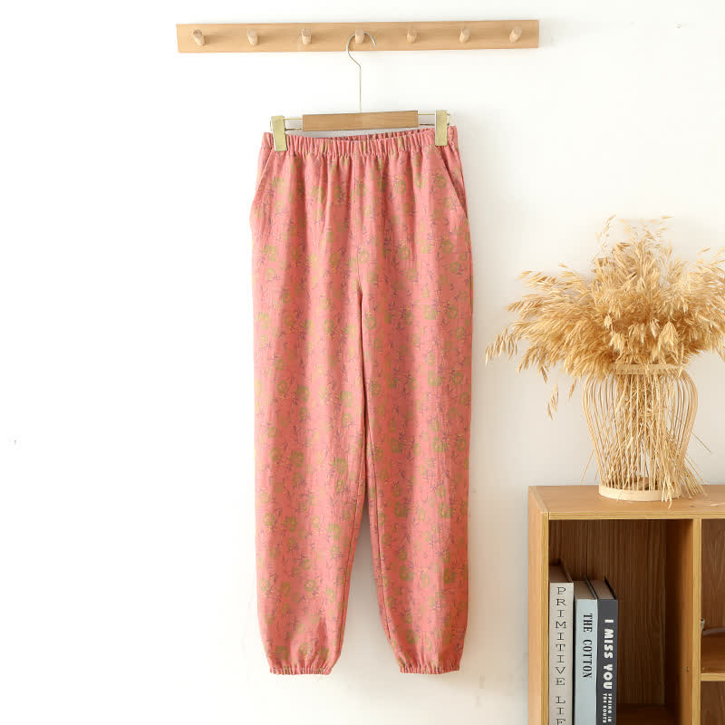 Rose Cotton Gauze Jogger Pajama Pants