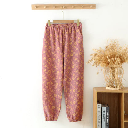 Rose Cotton Gauze Jogger Pajama Pants
