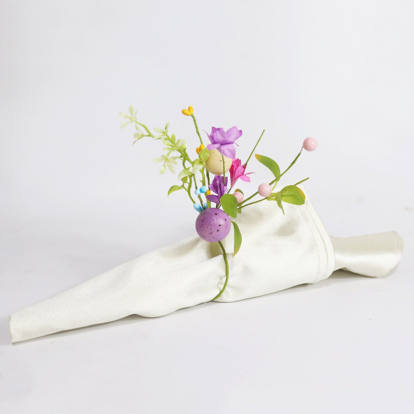 Easter Egg Faux Flower Napkin Rings Set