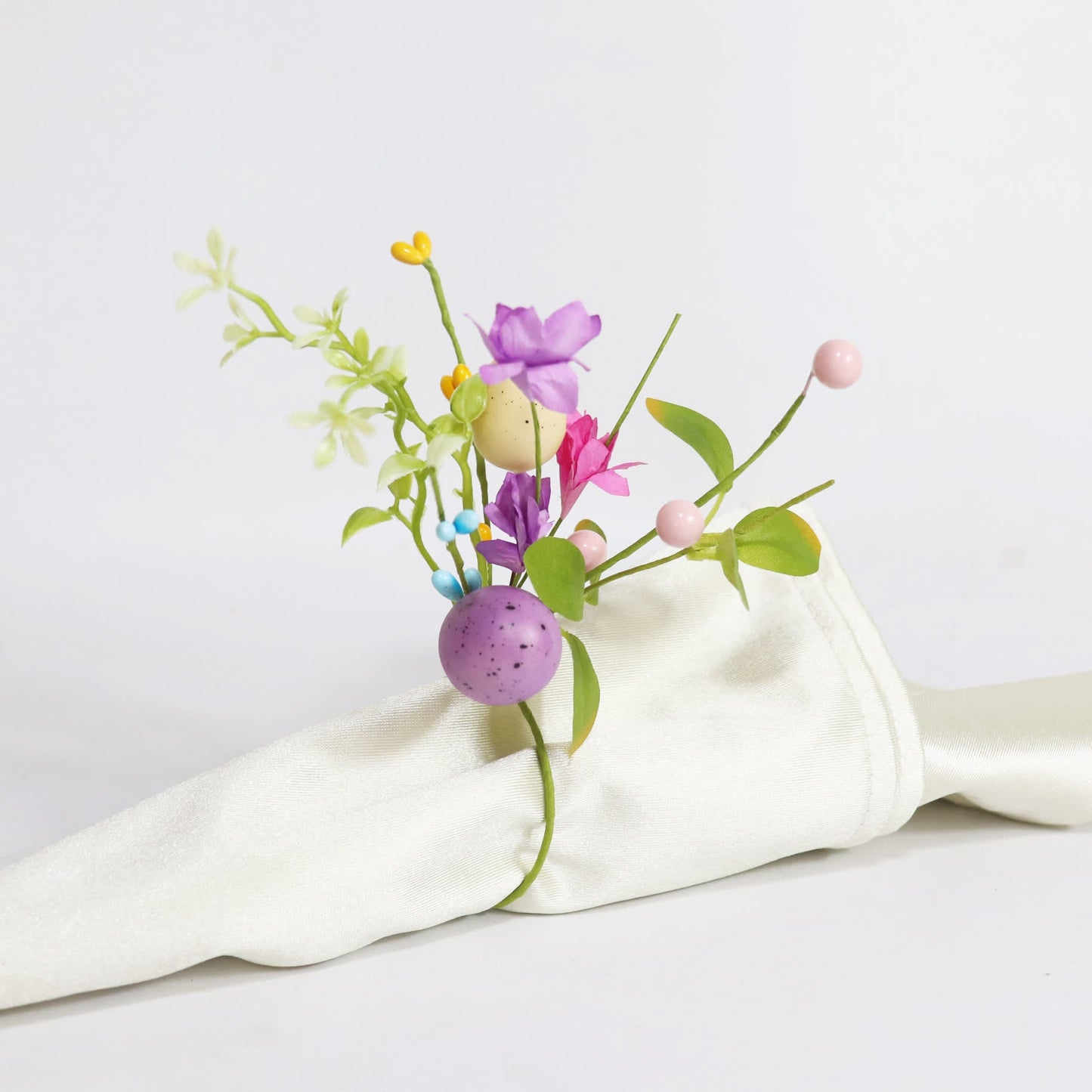 Easter Egg Faux Flower Napkin Rings Set
