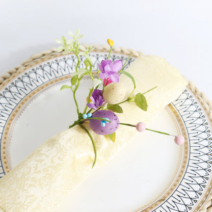 Easter Egg Faux Flower Napkin Rings Set