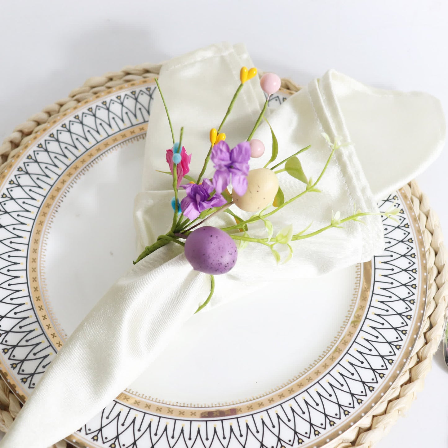 Easter Egg Faux Flower Napkin Rings Set
